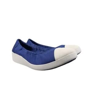 FitFlop Shoe Women 39 Ballet Flat Pump Slip On Fashion Wedge Toning Cap Toe Blue